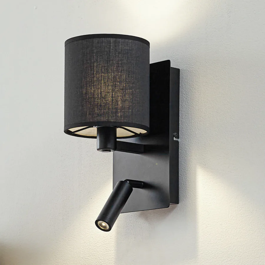 Aiden seinävalaisin 30 cm musta E14 LED-lukuvalo - Lindby - Olohuone - Moderni