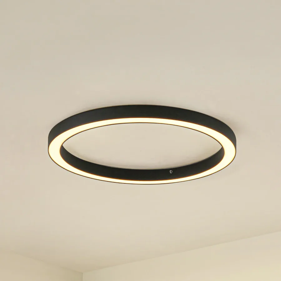 Neor LED-kattovalaisin, CCT, musta, Ø 60 cm, himmennettävä - Lucande