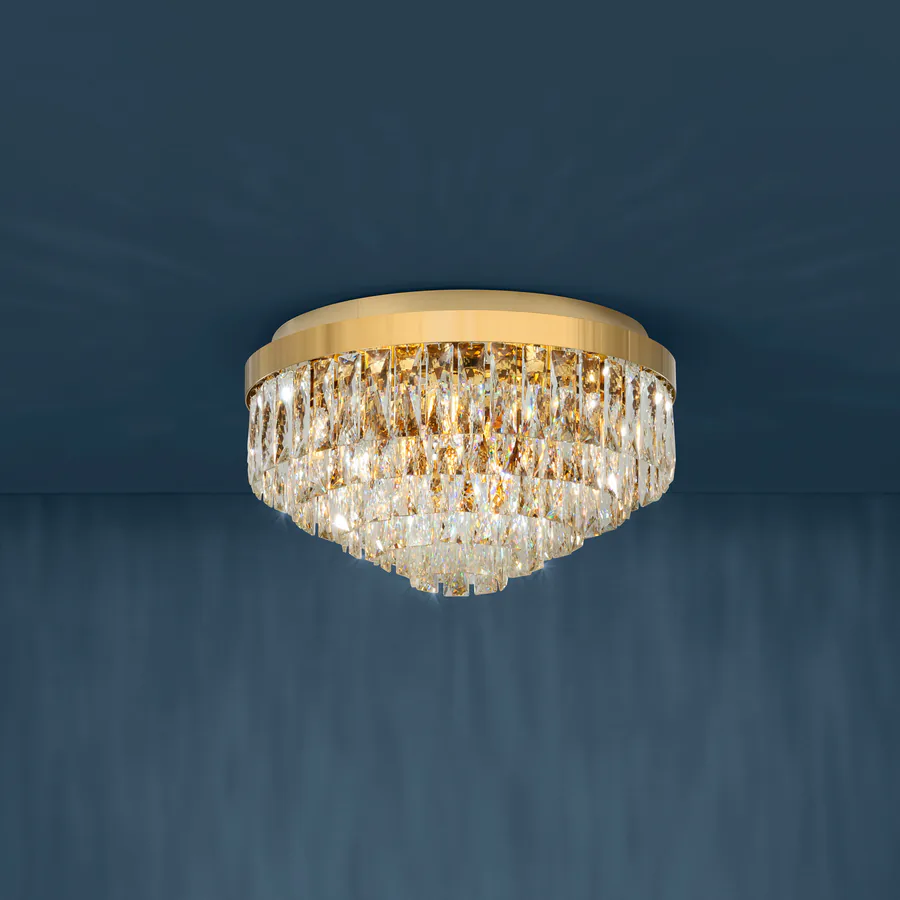 Valparaiso-kattovalaisin, kulta, Ø 48 cm, metalli – Stars of Light - Olohuone