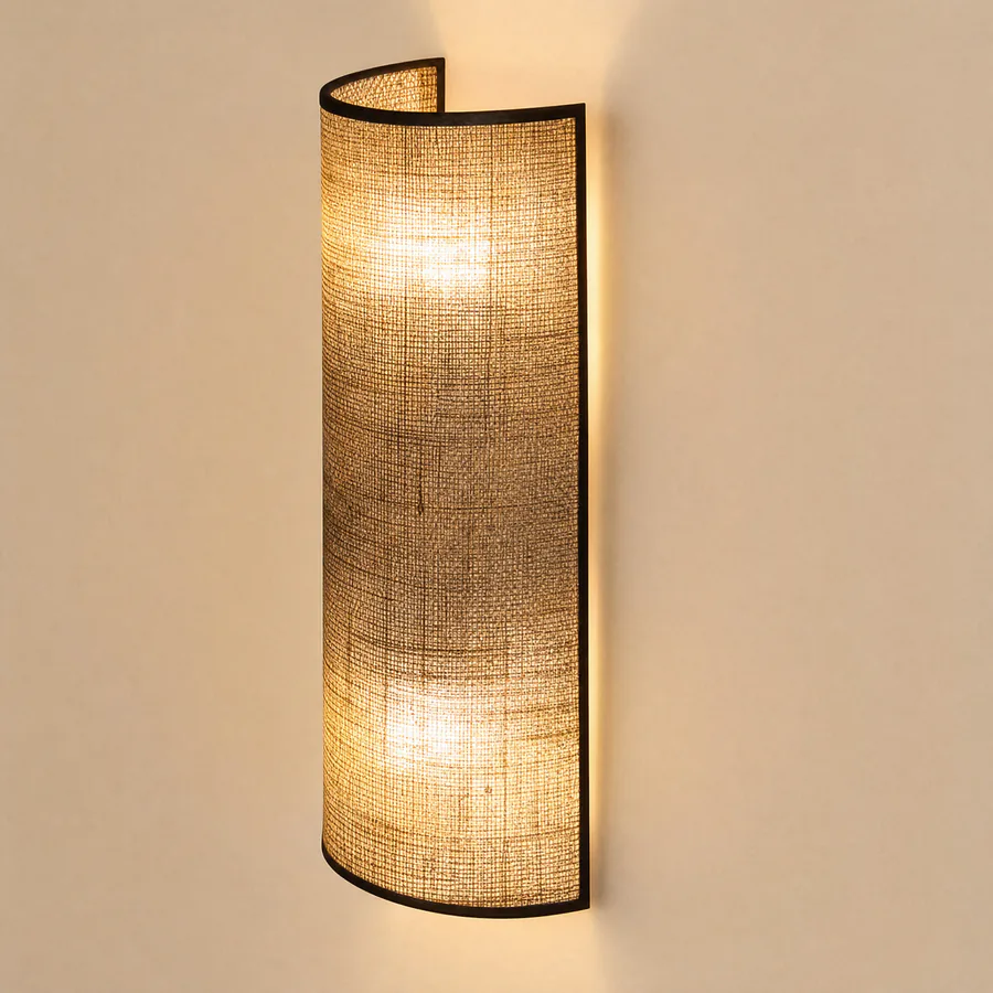 Nature-seinälamppu, juutti/musta, korkeus 40 cm, valo ylös/alas – Duolla
