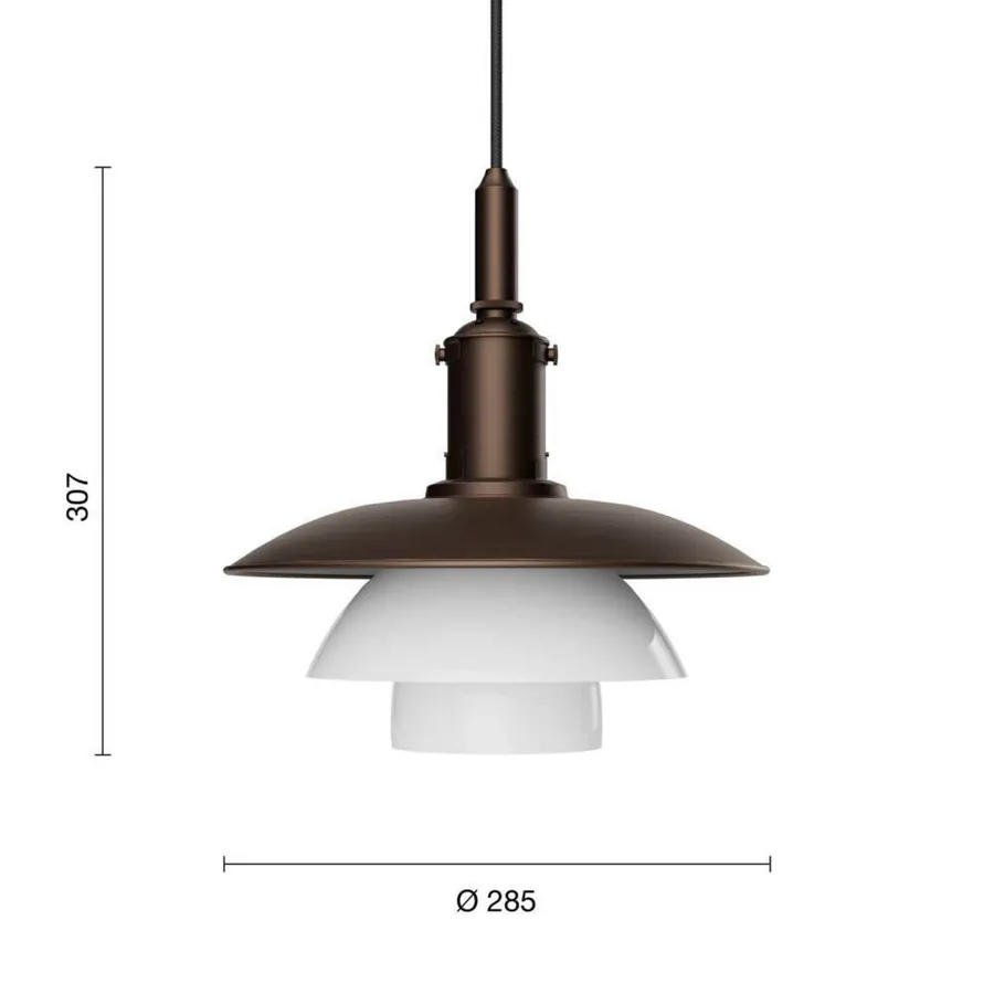 PH 3/3 Riippuvalaisin Aged Brass/Opaali Glass - Louis Poulsen - Olohuone - Lasi