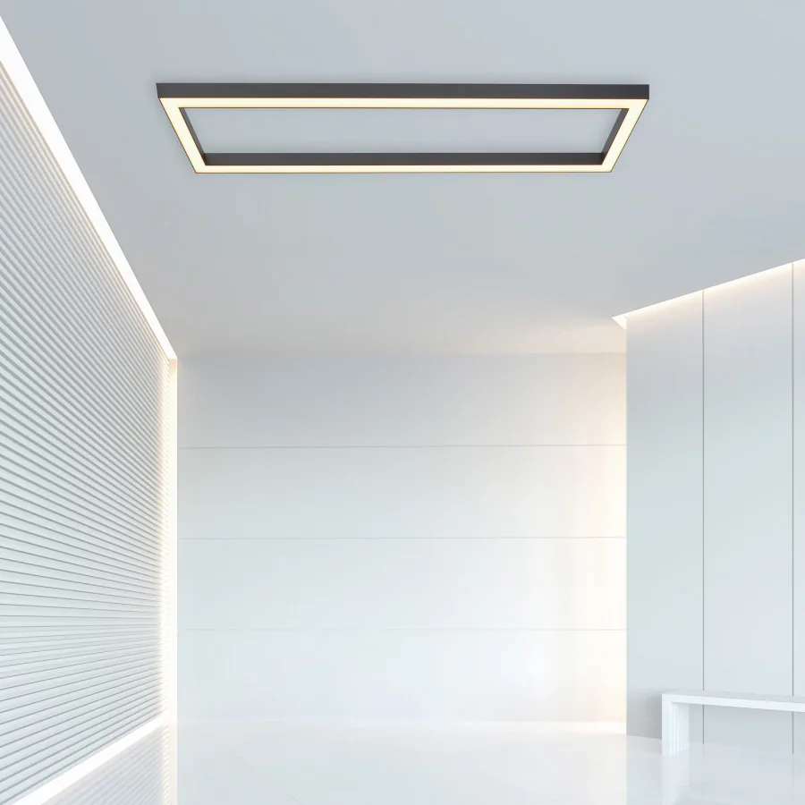 Lines Square LED-kattovalaisin, 110 cm, grafiitti, kaukosäädin – PURE PURE Lines