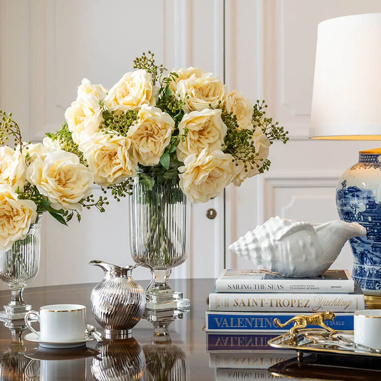Bryce Flower Flush Mount White and Gild Large